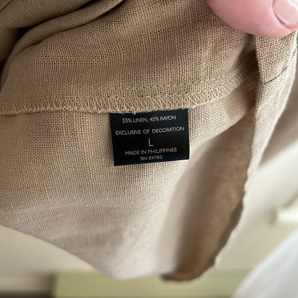 Natori linen blend embroidered tunic large - Picture 5 of 6